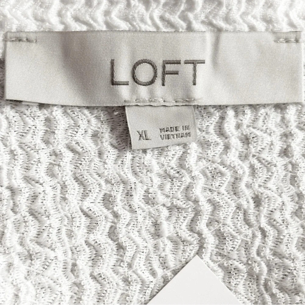 NWT Ann Taylor LOFT White Square Neck Puffed Long Sleeve Blouse XL
